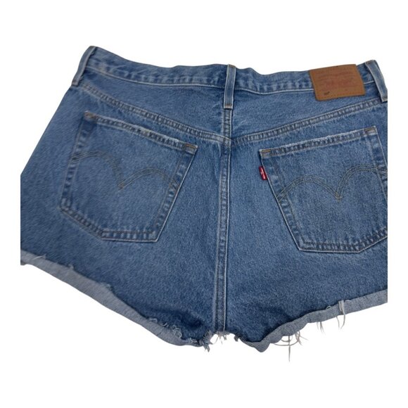 Levis Premium Women Distressed Button Fly High-Waisted Denim Short SZ W34 Cotton - Picture 2 of 12